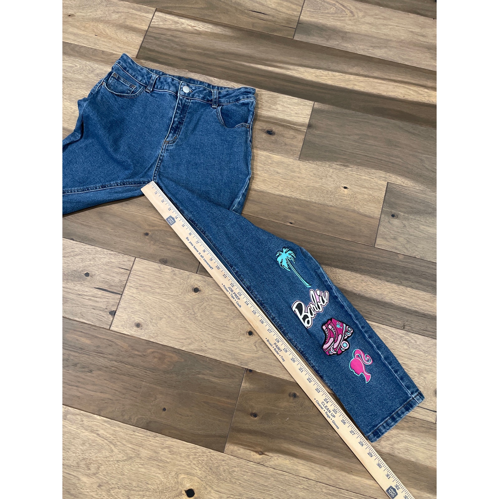 Barbie Cotton Jeans Size 18 Blue Black Barbie Themed Decals — image 5 of 8